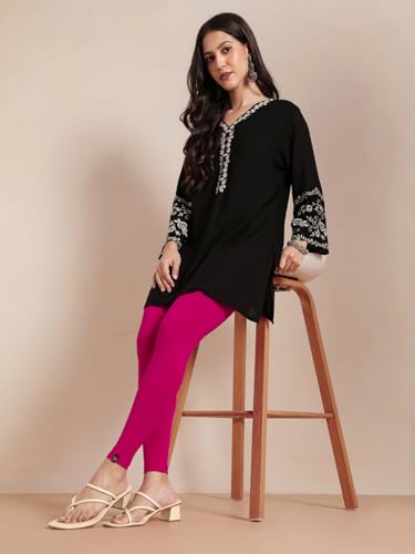 Image of TWIN BIRDS Women Viscose Ankle Leggings | Stretchable Kurti Wear Bottom