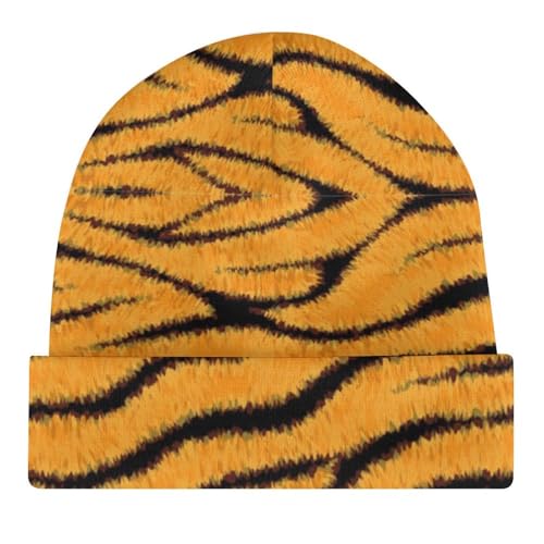 Tigerhide Pattern Kids Beanie Hat for for Girls Boys Children Cap Winter Knitted Chemo Cancer Headwear Accessories Gifts Decoration Black4