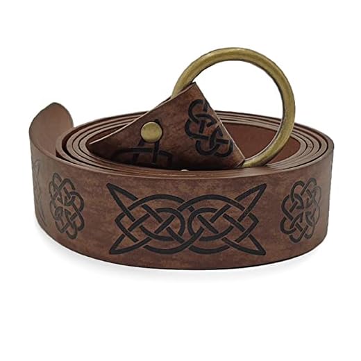 Cinto de couro vintage PU couro sintético cinto medieval em relevo cinto redondo anel fixo para cavaleiro estilo cowboy jeans