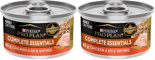 Purina Pro Plan High Protein Cat Food Complete Essentials Wet Gravy,Chicken and Rice Entree - 3 oz. Pull-Top Cans,(Pack of 48)