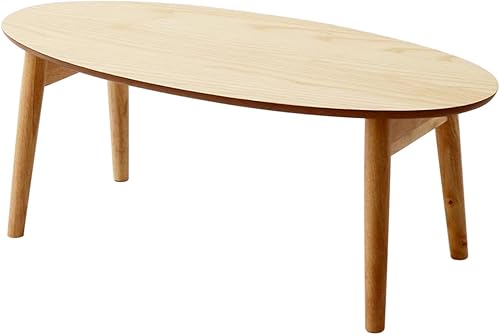 EMOOR Mesa de centro plegable de madera ovalada (35.4 x 16.9 pulgadas), ceniza, mesa baja para sentarse en el suelo, espacio pequeño, minimalista,