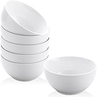 Yedio 10oz White Ceramic Bowls Set of 6 - Stackable Porcelain Soup Bowls for Dessert, Rice, Snacks, Fruits - Microwave Oven Dishwasher Freezer Safe