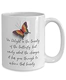 LINQWkk Novelty Beauty of a Butterfly Maya Angelou Quotes Coffee Mug We Delight in the Beauty of...