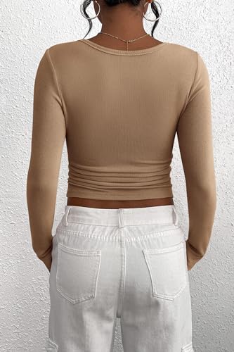 Image of PRETTYGARDEN Women's Fall Long Sleeve Henley T Shirts