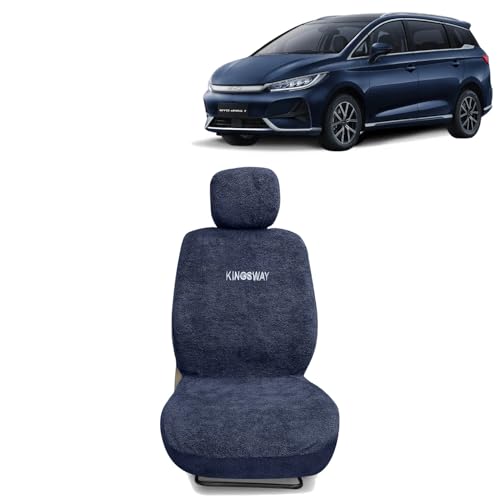 Image of Kingsway eMAX 7 Seat Cover for (Year 2024 Onwards) All Model, Towel Fabric Car Seat Covers Compatible with BYD eMAX 7 7 Seater, Complete Set (Car Specific Front + Rear Seat Covers), Grey Color
