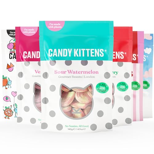 Image of Candy Kittens Vegan Sweets - Sweet Lovers Collection, 13 x 140g, Vegan Treats Bundle, 13 Packs - Wild Strawberry, LOVES, Eton Mess, Very Cherry, Wanderlust, Wild & Free & More