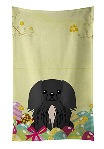 Caroline's Treasures BB6107KTWL Easter Eggs Pekingese Black Kitchen Towel Dish Cloths Guest Hand Towel Decorative Bathroom Towel for Face,Tea, Dishcloth, Kitchen and Bath