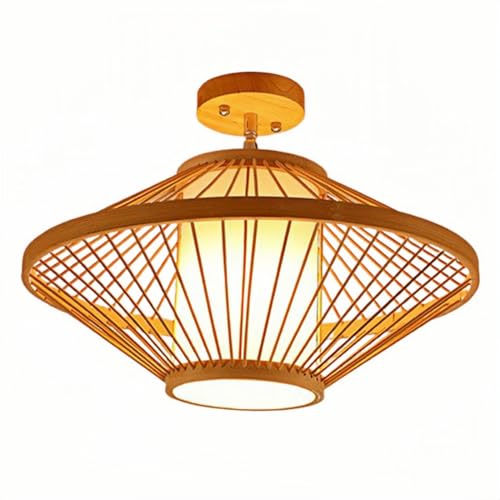 Plafonnier en bambou rétro idéal pour illuminer un salon chaleureux