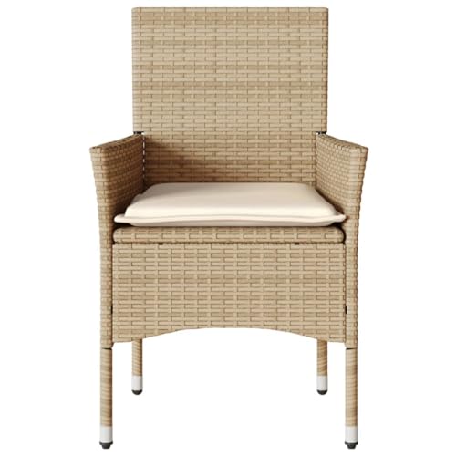 Chaises de jardin confortables avec coussins en résine beige x2 - 7