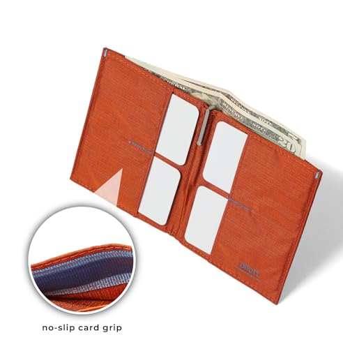 Image of Allett Original Wallet, Potters Clay | Nylon, RFID Blocking, Thin Bifold, Minimalistic, Front Pocket | Holds 4-24+ Cards, Bills, Receipts | Wallets for Men & Women