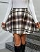 Kinghua Plaid Skirt for Women 2025 Fall Winter Clothes Casual High Waisted Pleated Flowy A Line Vintage Cute Flared Mini Skirts (Brown, M)