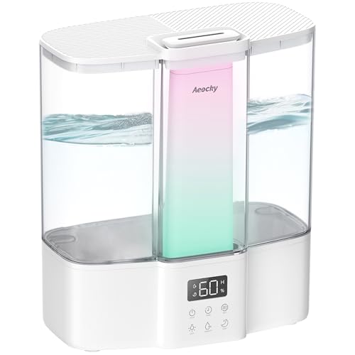 Geek-Level Aeocky Humidifier for Baby, Quiet Ultrasonic Humidifiers for Bedroom, Nursery with Ambient Light, 4L Top-Fill Cool Mist Diffuser with Timer, Sleep, Auto, Constant Humidity Mode