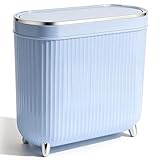 Supteron Bathroom Trash Can with Lid 3.2 Gallon Narrow Trash Can Small Plastic Trash Bin 12 Liter Rectangular Plastic Garbage Can with Press Type Lid for Bedroom Bathroom