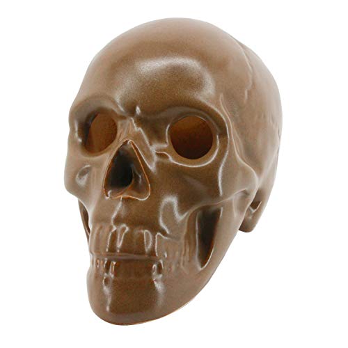 Myard Glaze Enamel Ceramic Fireproof Fire Skull Log for Gas or Wood Fireplace Fire Pit BBQ Campfire Bonfire Halloween Horror Decor Summer Camp Christmas (Qty 1, Brown)