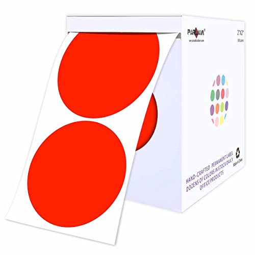 Étiquettes rondes rouges fluorescentes PARLAIM pour trier vos cartons de déménagement et archives