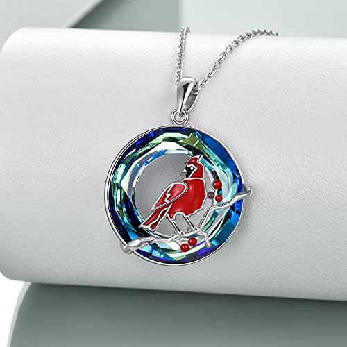 POPLYKE Red Cardinal Urn Necklace for Ashes for Women Sterling Silver
