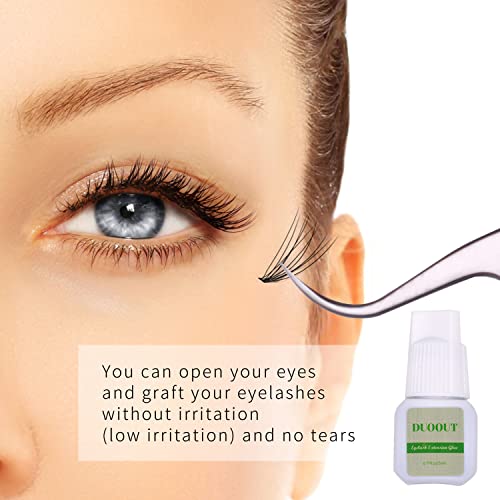 Duoout Individual Cluster Lash Glue,Sensitive Eyelash Extension Glue Diy Home Pro Eyelash Glue Black Eyelash Adhesive No Fume No Irritation 3-5 Sec Drying Time Retention 7-8 Weeks 5Ml #TOP4