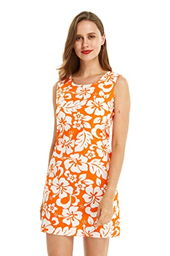 Image of Matchable Couple Hawaiian Luau Men Shirt or Women Tank Dress in Classic Vintage Hibiscus