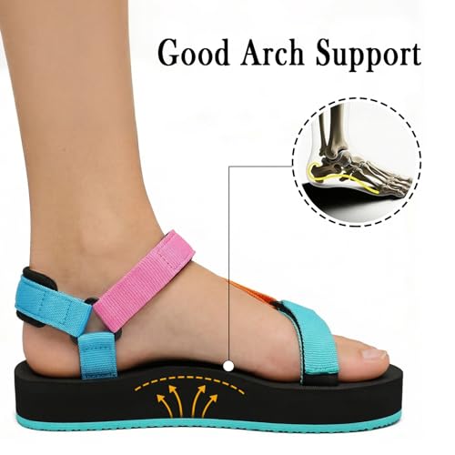 Image of Sport Walking Water Sandals for Women with Arch Support & Adjustable Straps Platform Sandals Women Height Increase