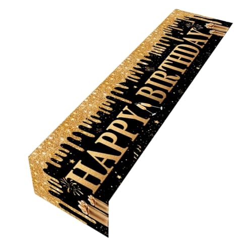 XUCZHAI Camino de Mesa de cumpleaños de Oro Negro, Cubierta de Mesa, Decoraciones for Fiesta de cumpleaños, decoración de Mesa de cumpleaños for el hogar, 2 uds.