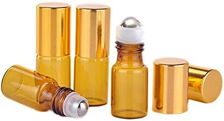 ConStore 10 Pack Essential Oil Roller Bottles Amber Glass Roll-On Bottles With Stainless Steel Roller Balls 3ml DIY Cosmetic Aromatherapy Rollerball Perfume Containers