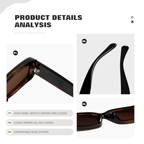 Thick Frame Sunglasses for Men Women Retro Driving Glasses 90’s Vintage Fashion Rectangular Frame UV400 Protection4