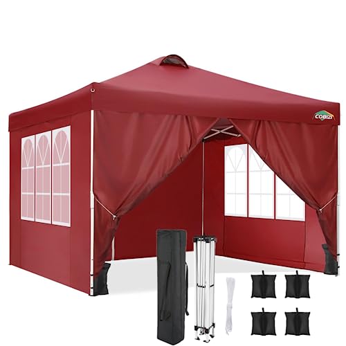 Image of COBIZI 10x20 Pop Up Canopy Tent with Sidewall,Outdoor Canopy,Deep Red