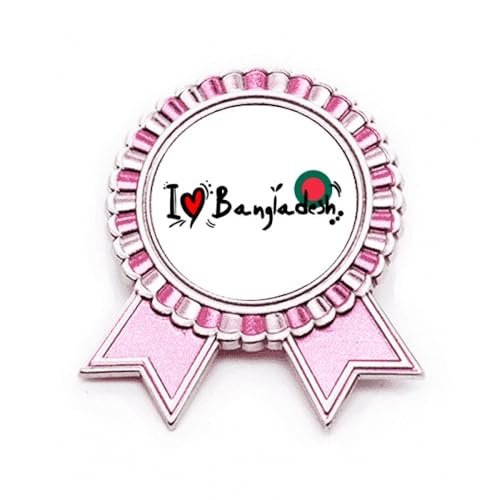 Broche Bangladesh cadeau souvenir métal rose taille M motif drapeau