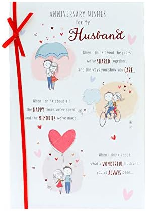 Husband Wedding Anniversary Card - Anniversary Card for Him - Sweet Anniversary Card