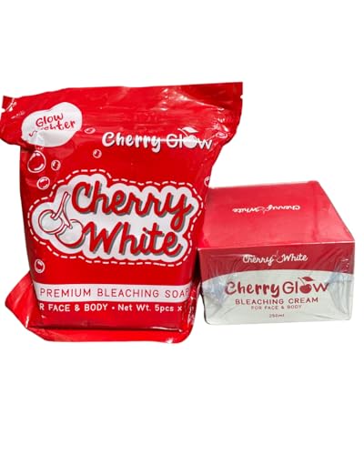 Cherry Glow Cherry White Premium Bleaching Soap (5pcs) + Bleaching Cream (250ml) Set