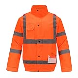 A-SAFETY High Visibility Safety Waterproof Reflective Rain Jacket,Winter Warm Reflective Safety Jack
