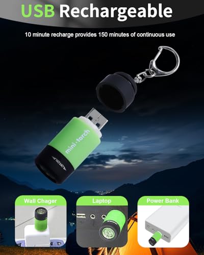 UCEC 8 Pack EDC Mini Torch Keyring, Rechargeable Keychain Flashlight, Pocket Keyring Torch USB Led Super Bright, Small UV Torches for Kids Party Bags, LED Pocket Flashlight - Image 3