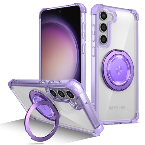 Coque Samsung Galaxy S23 antichoc violette avec support rotatif et charge sans fil Golden Shield