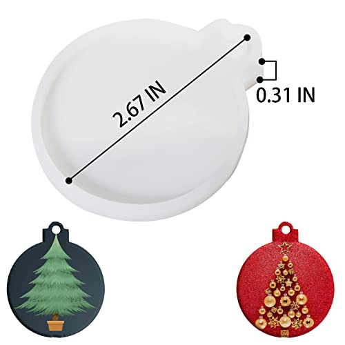 4 Pcs Christmas Round Ornament Resin Molds, Round Shape Pendant Epoxy Resin Molds For Diy Crafts #TOP1