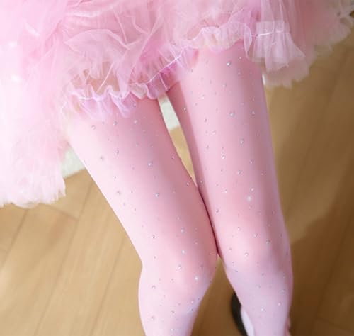 Image of LUCKELF Girls Glitter Tights, Soft Opaque Tights Sparkle Rhinestone Tights School Dress Dance Stockings