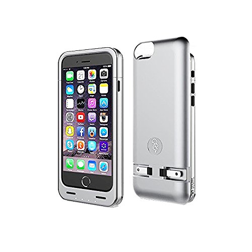 Squirl Built-In Charger 2300mAh Rechargeable Battery and Protection Case for iPhone 6 & 6s - Silver