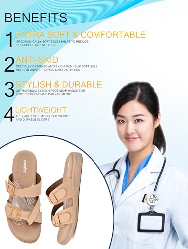 Image of HEALTH FIT EXTRA SOFT Women's Comfortable Memory Foam Doctor Slippers /Flip-Flops|Fashionable Casual & Stylish|Lightweight & Breathable|Outdoor Synthetic Casual Chappals Sandals Ladies & Girls HF30
