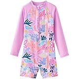 UMELOK Girls One Piece Swimsuits Long Sleeve Swimwear Rash Guard Bathing Suit with UPF 50+ Sun Protection...