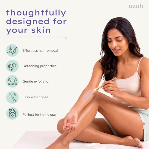 Image of Azah Bikini Wax Powder for Women [60gm]| Painless Hair Removal in 8-10 Mins | Natural Wax Powder with Turmeric, ROse & Papaya | No Chemicals, No Irritation & Rashes, Ideal for Bikini, Legs & Underarms