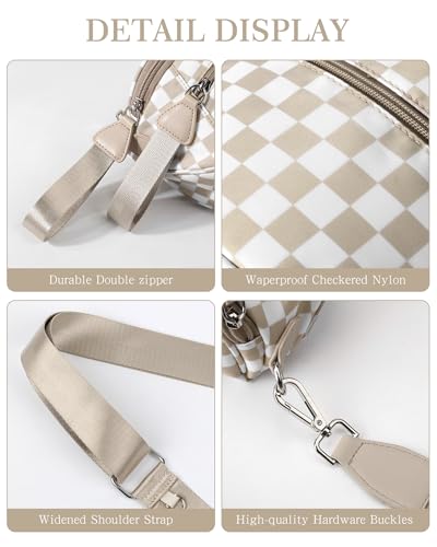 MIVELOYA Checkered Crossbody Bag for Women, Spacious Checkered Bum Bags Nylon Fanny Packs with RFID Coin Purse for Daily & Travel — view 6