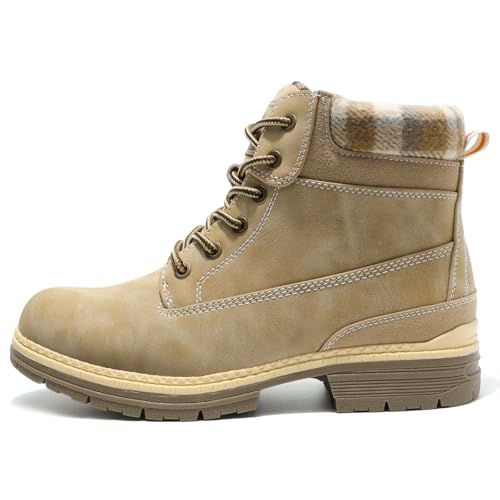 COTTIMO Casual Winter Hiking Boots For Women - Womens Outdoor Snow Ankle Boots Lightweight Lace up Fur Lined Walking Hiking Shoes 6.5, Brown