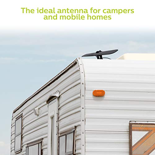 Philips Wing Mobile Tv Antenna, Indoor Outdoor Attic Mount, Perfect For Tailgating And Camping, Long Range Antenna, Supports 4K 1080P Vhf Uhf, Compact Design, Smart Tv Compatible, Black, Sdv8412B/27 #TOP4