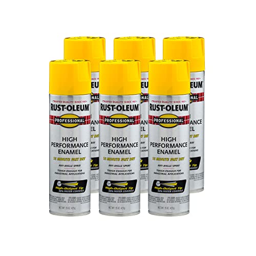 Image of Rust-Oleum 7543838-6PK Professional High Performance Enamel Spray Paint, 15 Oz, Gloss Safety Yellow, 6 Pack