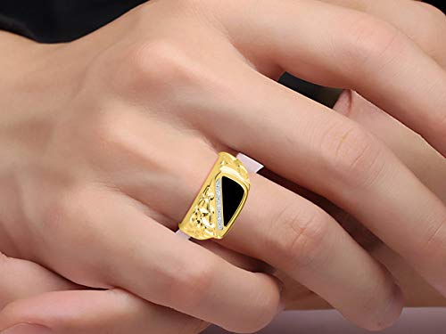 Bague pépite diamants onyx noir argent 925 bague créateur luxe ajustable - 2