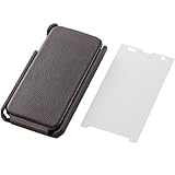 ELECOM docomo REGZA PHONE T-01D用レザーカバー(液晶保護フィルム付き) フラップ付 ブラウン PD-FT01PLFBR