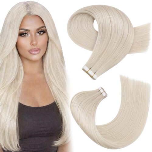 Moresoo White Blonde Tape ins Extensions, 24 Inch, 20Pcs, 50g