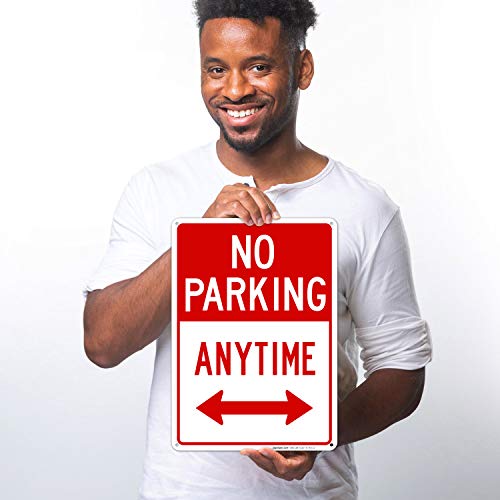 image for Sigo Signs No Parking Anytime Sign, with Arrows 10x14 Inches, Rust Fre