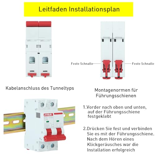 JOYELEC 2 Stück 40A Solar Photovoltaik Systeme Miniatur-Leistungsschutzschalter，2 Polig，DC500V für Solar Panels Pv Anlage Sicherungsautomat Trennschalter