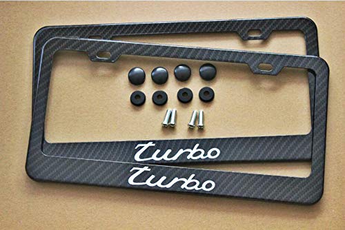 2 Pcs Carbon Fiber Turbo License Plate Frames Cover Holders for Porsche Mercedes BMW Audi
