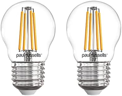 paul russells LED Filament Golf Ball Light Edison Screw E27, 40w Equivalent G45 Bulbs, ES 4W 470LM Mini Globe 2700K Warm White Lamps, Chandelier Energy Saving Lightbulbs, Pack of 2